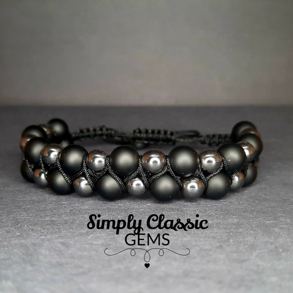 Hand Crafted Other - Hematite & Onyx stone double Shamballa Bracelet